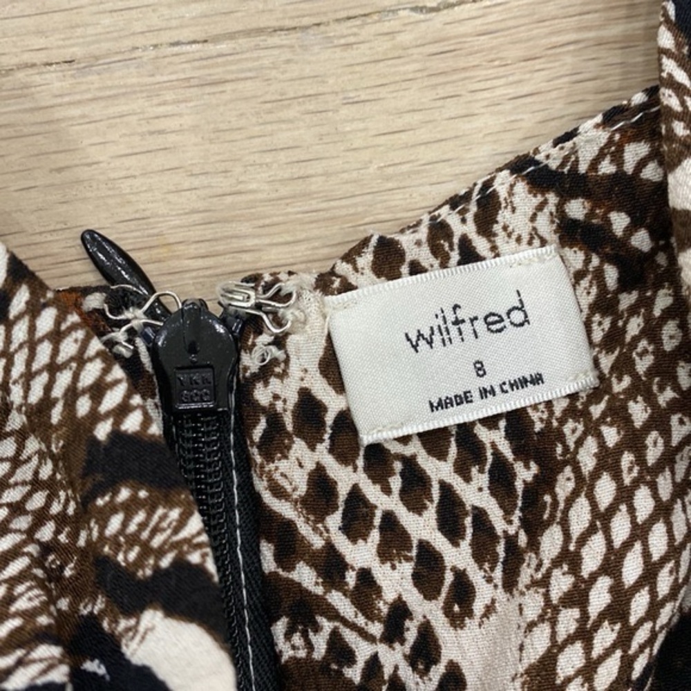 Wilfred By Aritzia  Brown amp White MultiAnimal Print Ruched Bodycon Dress - Picture 5 of 6